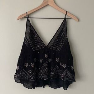 Free People Black Beaded Tank Top - Size M